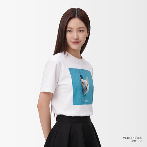 予約：urday【Animal／White Cat／LB】フォトTシャツ（1298002）ホワイト/urday（マミアン）