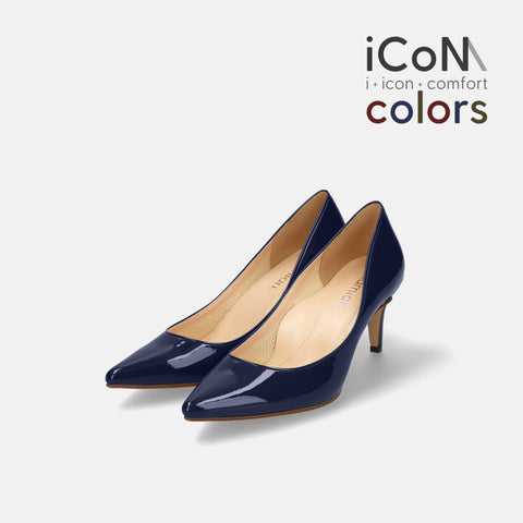 2024AW：iCoN COLORS：ポインテッドトゥ エナメル パンプス（C76531）クラシックネイビー/mamian（マミアン）