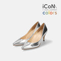 15%OFF：2025SS：iCoN COLORS：ポインテッドトゥ スムース パンプス（C76533）シルバー/mamian（マミアン）