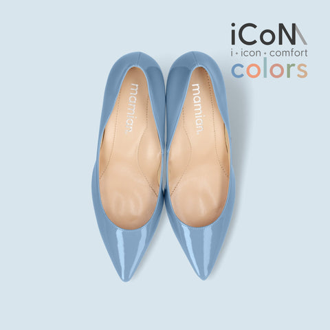 iCoN COLORS：ポインテッドトゥ エナメル パンプス（C76531）スカイブルー/mamian（マミアン）