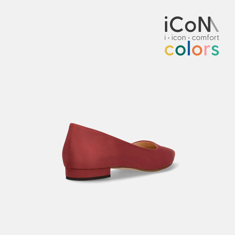 30%OFF：iCoN COLORS：ポインテッドトゥ スエード フラットシューズ（C20142）ボルドーS/mamian（マミアン）