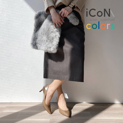 30%OFF：iCoN COLORS：ポインテッドトゥ スムース パンプス（C76533）ダークグレージュ/mamian（マミアン）