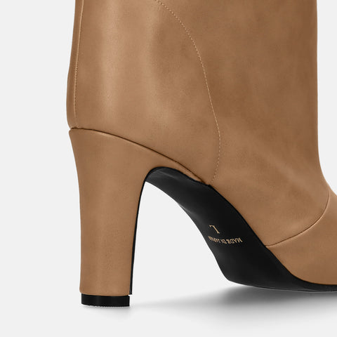 予約：2025AW：ワイドシャフト ロングブーツ（m81007）ベージュ/mamian（マミアン）