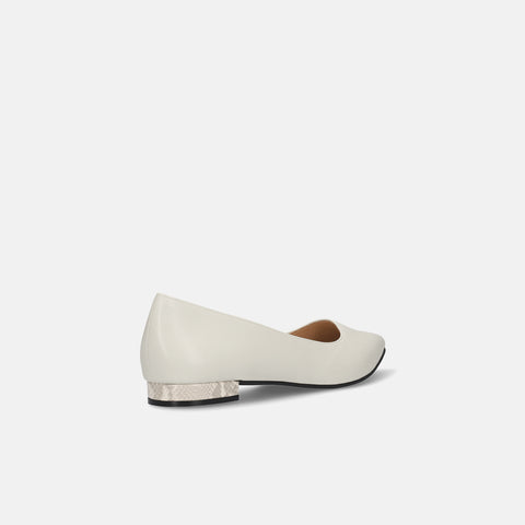 予約：2026SS：アクセントヒール フラットシューズ（4797）ホワイトグレー