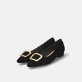 2026AW：ポインテッドトゥ バックル付き フラットシューズ（4785）ブラックS/mamian（マミアン）
