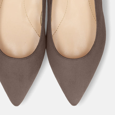 2026AW：iCoN COLORS：ポインテッドトゥ スエード フラットシューズ（C20142）グレージュS/mamian（マミアン）