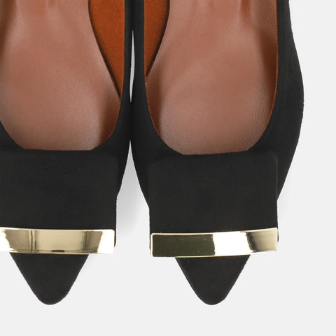 2025AW：アクセントバックル フラットシューズ（m17006）ブラックS/mamian（マミアン）