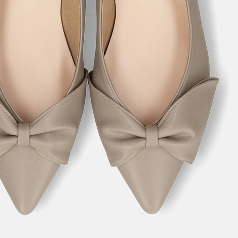 2025AW：リボンフラットシューズ（m17052）グレージュ/mamian（マミアン）