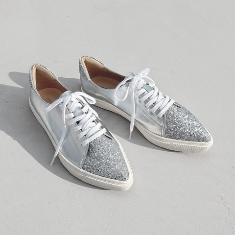 予約：グリッターコンビ スニーカー（m1004）シルバー/C
