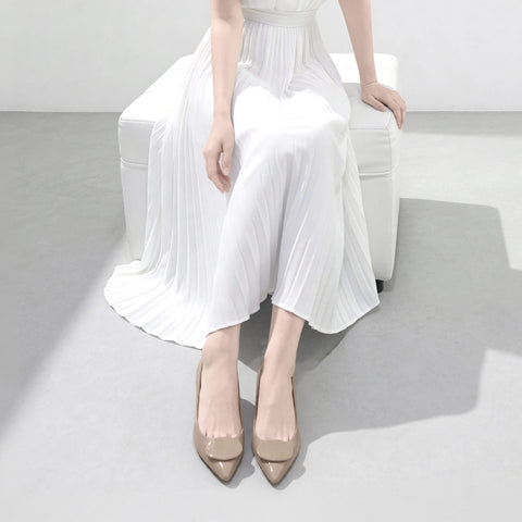 予約：2026SS：オーバルパーツ付き パンプス（m45022）グレージュE