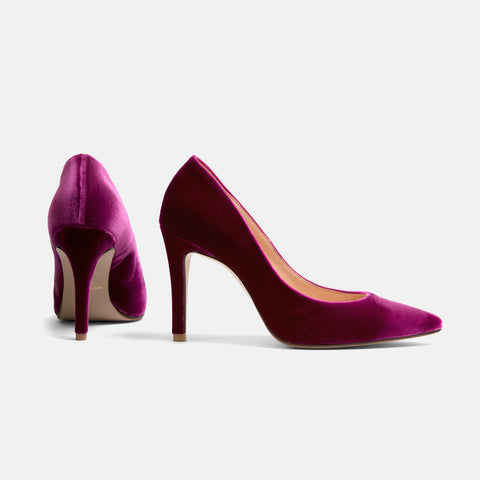 50%OFF：ベルベット調 ハイヒール パンプス（961aw1-ag）グレープベルベット/mamian（マミアン）