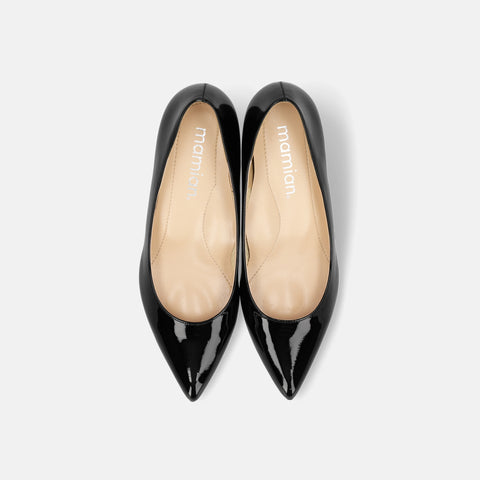 10% OFF: 2024SS: iCoN COLORS: Pointed Toe Enamel Pumps (C57171) Black E