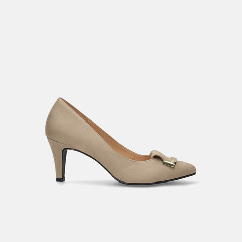 2025AW：バックルリボン付き アーモンドトゥ パンプス（lt7001）ベージュS/mamian（マミアン）