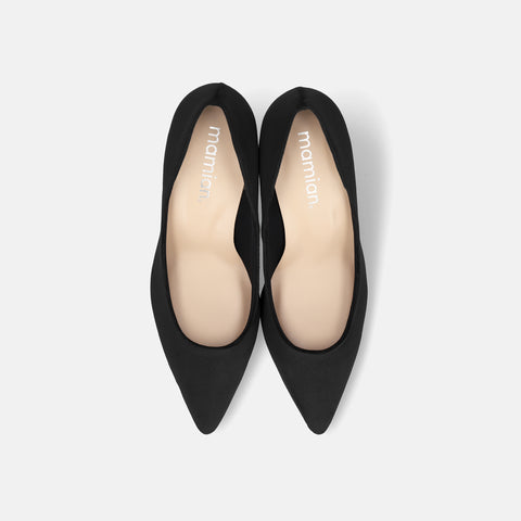 予約：2026AW：ポインテッドトゥ スエードパンプス（S7610）ブラックS/mamian（マミアン）