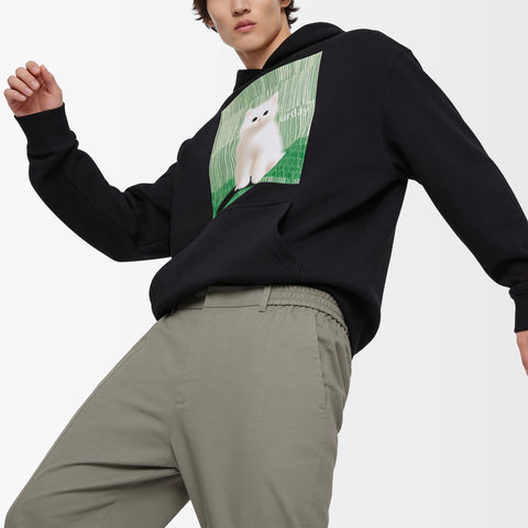 予約：urday【cat】アートワークスウェットプルパーカ（u-a-spk-0001-01）ブラック