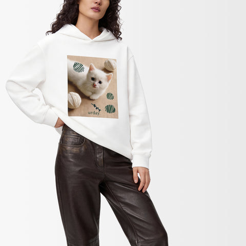 予約：urday【cat】アートワークスウェットプルパーカ（u-a-spk-0001-03）ホワイト