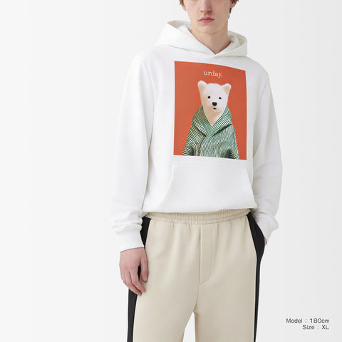 予約：urday【dog】アートワークスウェットプルパーカ（u-a-spk-0001-09）ホワイト/urday（マミアン）
