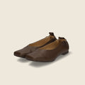 ラストワン50%OFF：スクエアトゥ Vカット フラットシューズ（1513）Dブラウン/mamian（マミアン）